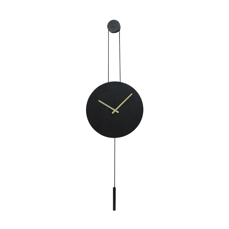 Clock round aluminium 38x4x38cm Black