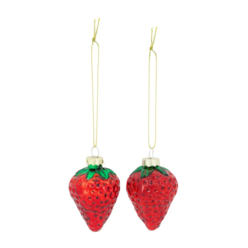 Hanger strawberry glass 4x4x6.5cm Mixed Red