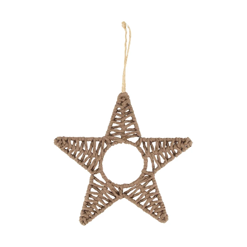 Hanger star paper rope 24x1x24cm Brown