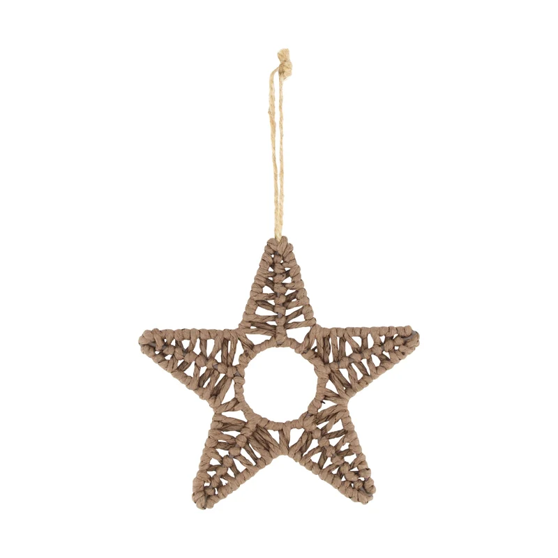 Hanger star paper rope 18x1x18cm Brown