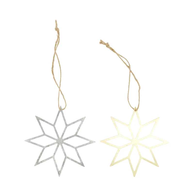 Hanger star metal 18x0.1x18cm Mixed Gold/Silver
