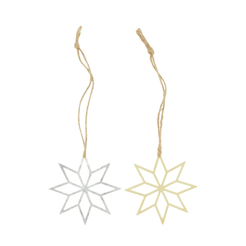 Hanger star metal 13x0.1x13cm Mixed Gold/Silver