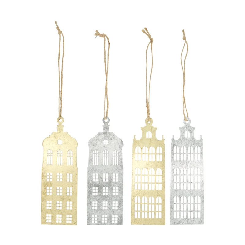 Hanger house metal 9x0.08x27cm Mixed Gold/Silver