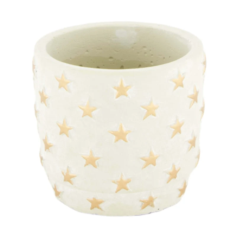 Planter cement 9x9x8cm Grey/Gold