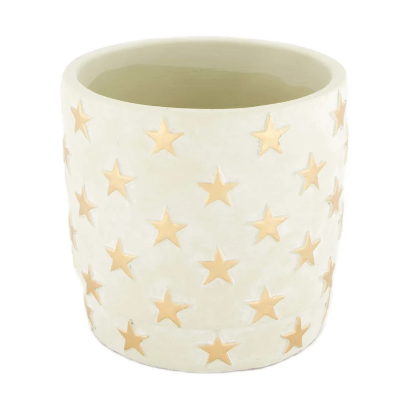 Planter cement 15x15x14cm Grey/Gold