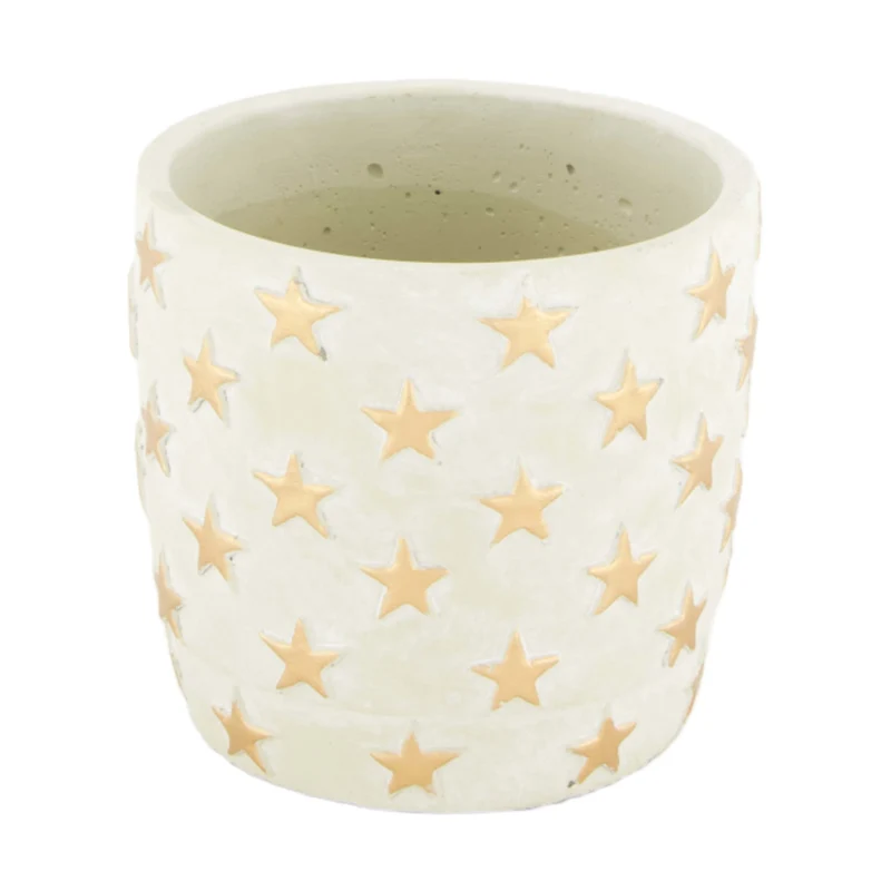 Planter cement 12x12x11cm Grey/Gold