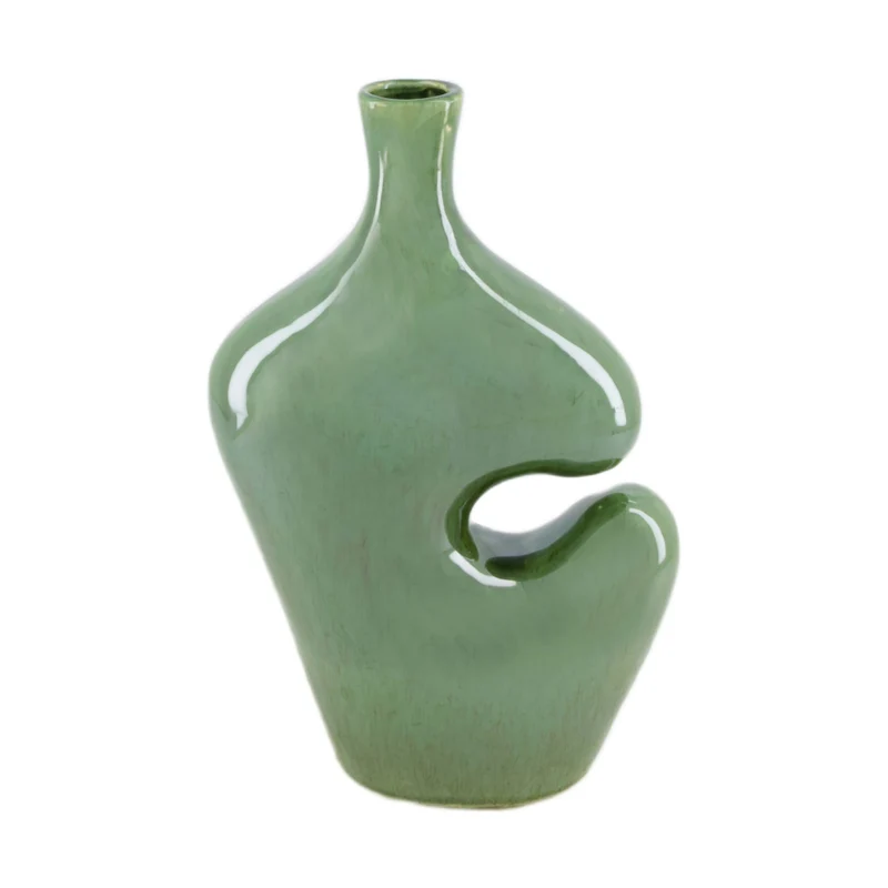 Vase ceramic 15.5x8.5x28.5cm Green