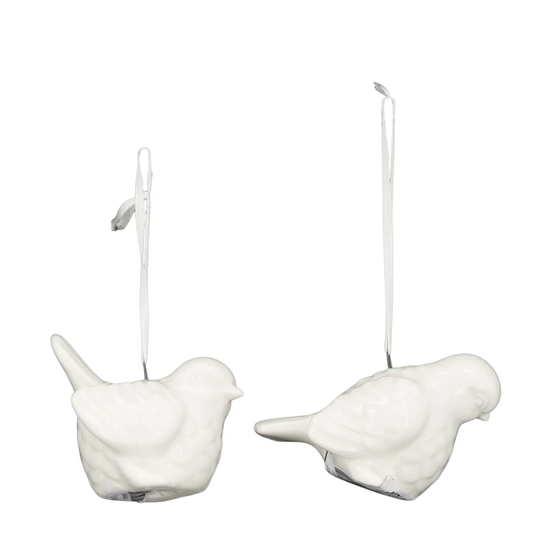 Hanger bird ceramic 6x5x5.5cm Mixed White