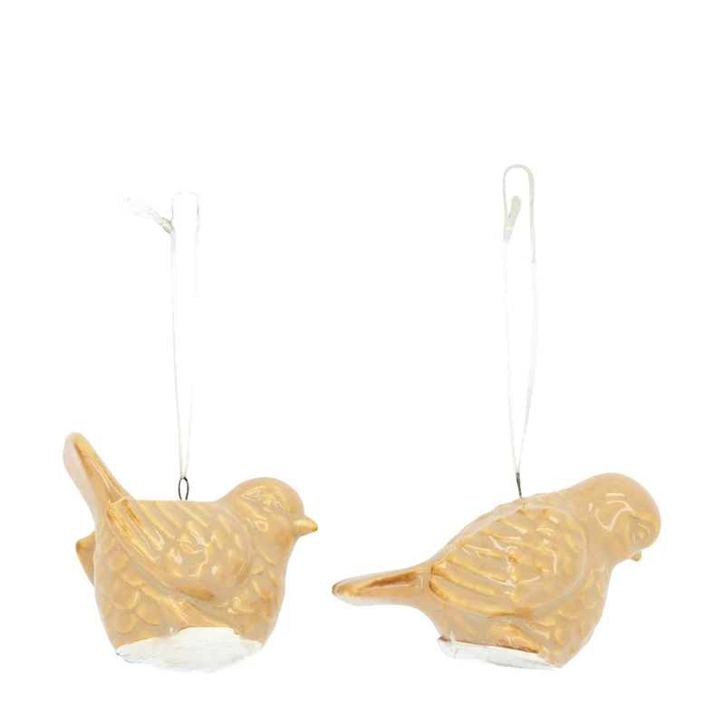 Hanger bird ceramic 6x5x5.5cm Mixed Light brown