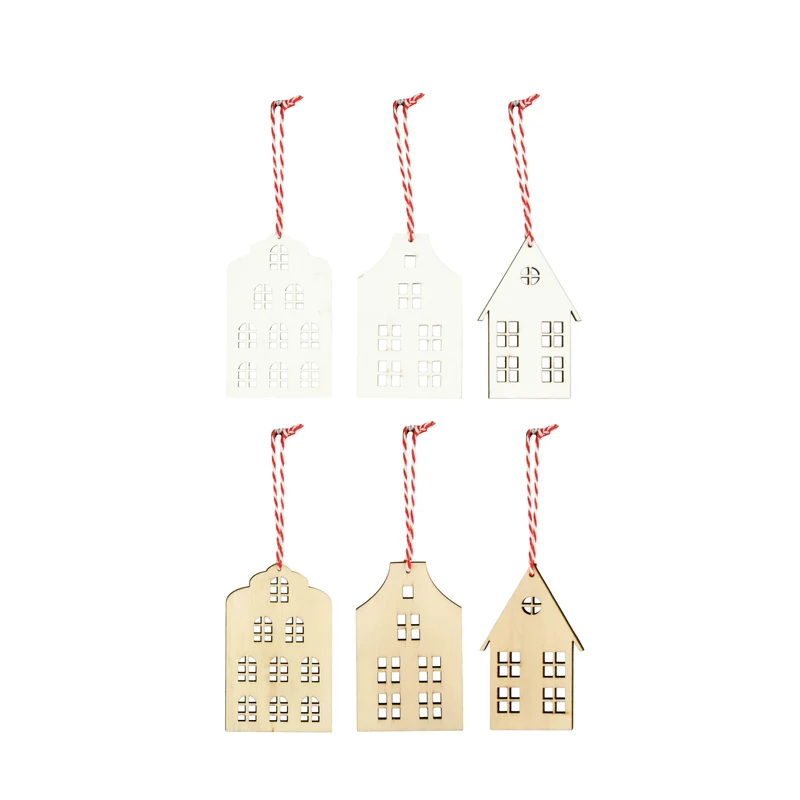 Hanger house ply wood 6x0.4x9.5cm 3pc Mixed FSC 100% Natural