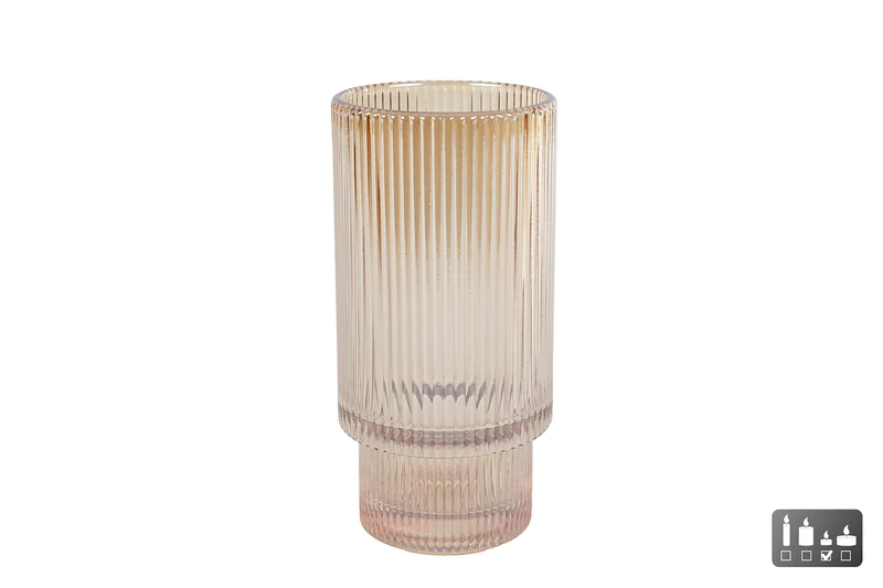 Windlicht "Afke* luster amber glas 7x7x14cm