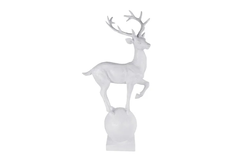 Sculptuur "Hert" wit polystone 33x18x68cm