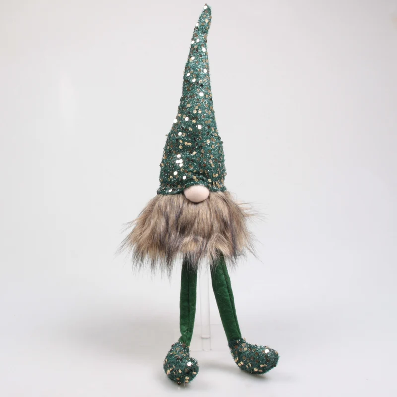 KERSTKABOUTER MET PAILLETJES BUNGELBEENTJES 12X10X42 CM GROEN