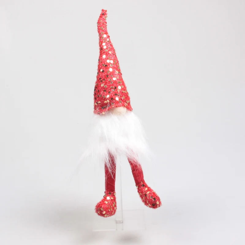 KERSTKABOUTER MET PAILLETJES BUNGELBEENTJES 12X10X42 CM ROOD