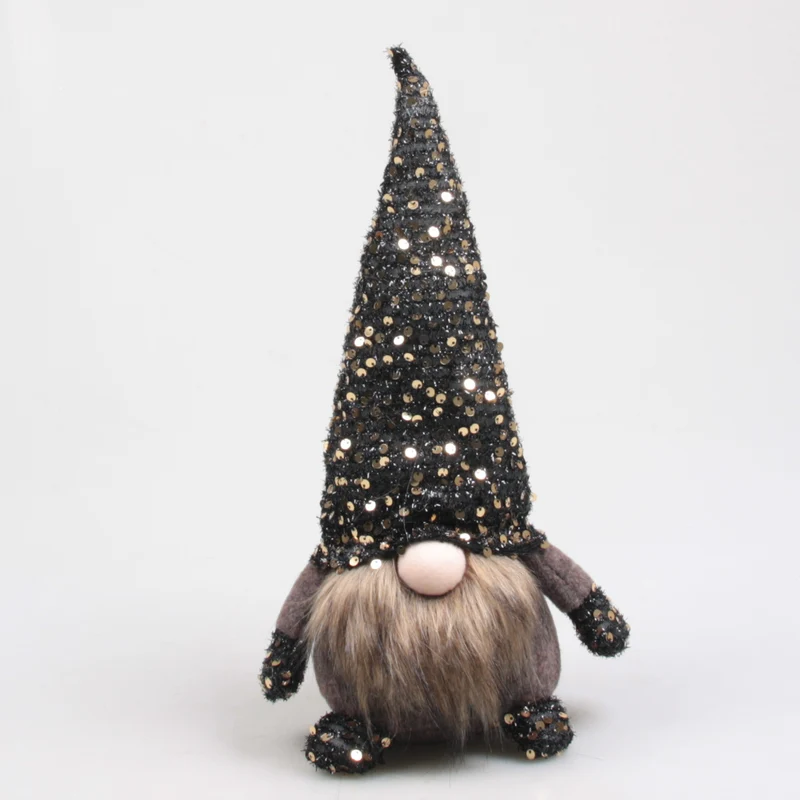 KERSTKABOUTER MET PAILLETJES 19X13X36 CM ZWART