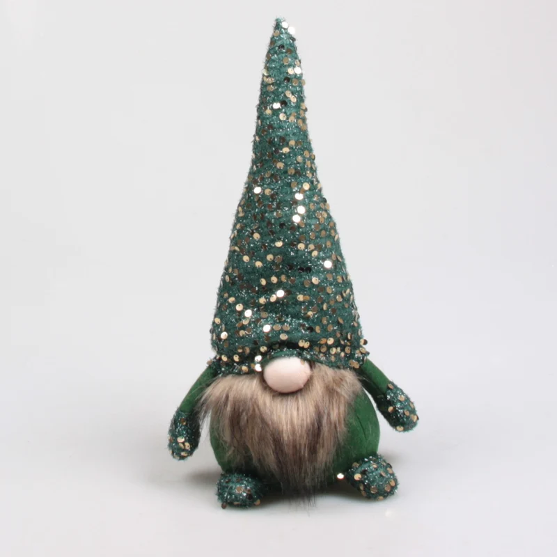 KERSTKABOUTER MET PAILLETJES 19X13X36 CM GROEN