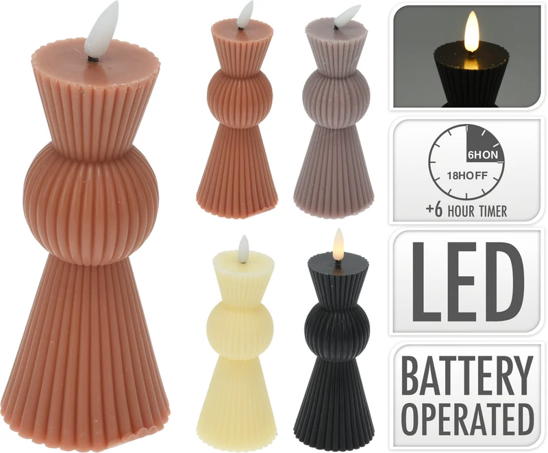 LED KAARS D6,5 H14,5CM GERIBBELD 4 ASS. KLEUR INCL 1X CR2032