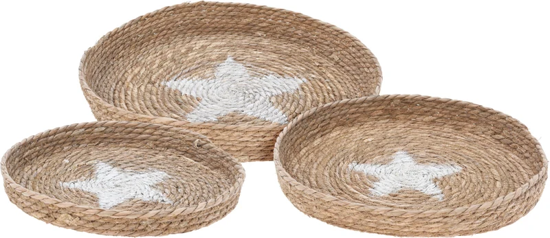 S3 ZEEGRAS PLATEAUS/SCHALEN D47/38/33CM NATUREL MET STER WIT