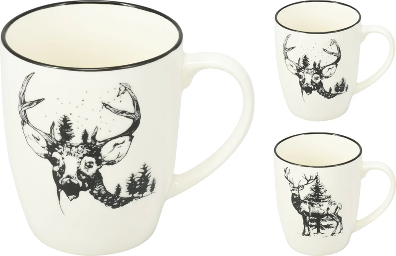 BEKER PORSELEIN 350ML D8,5 H10,3CM 2 ASSORTIE HERT DESIGNS