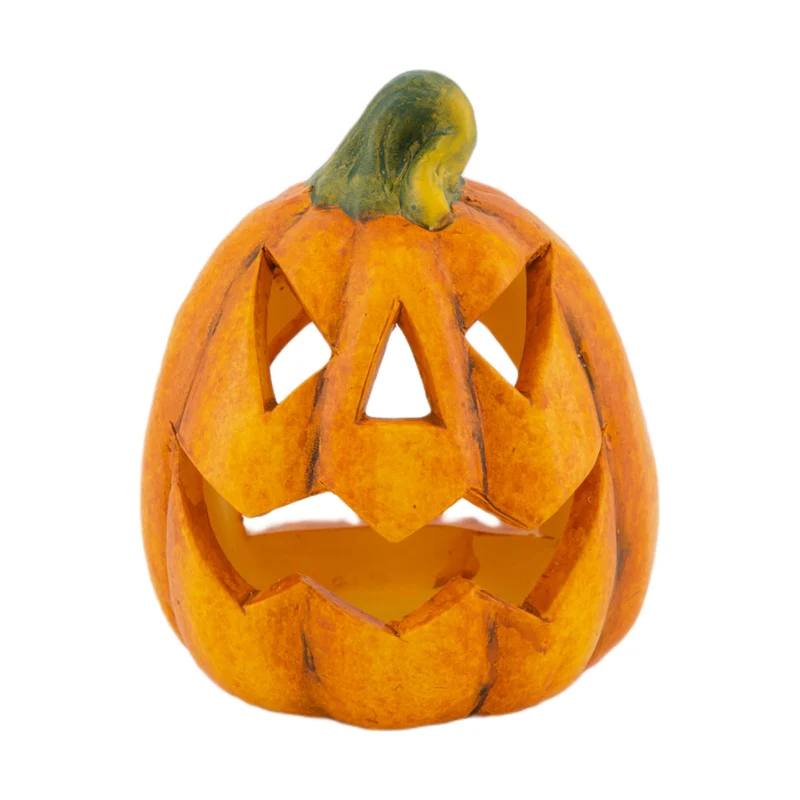 Tealight holder pumpkin ceramic 9.8x9x12cm Orange