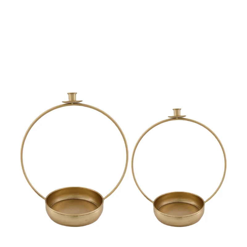 S/2 Candle holder metal 37.5x22x42cm Antique gold