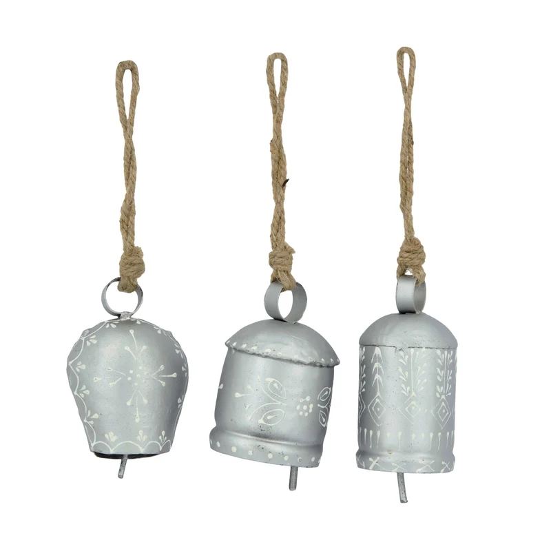 Bell metal with hanger 6x6x9cm Mixed Silver
