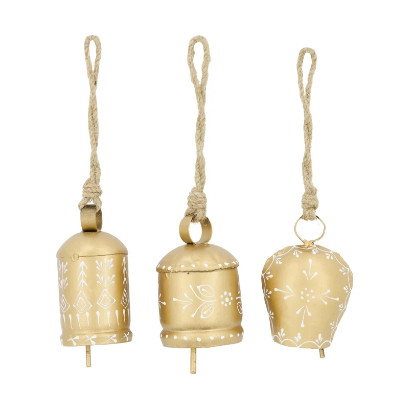 Bell metal with hanger 6x6x9cm Mixed Gold