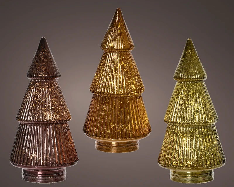 Boom glas LED binnen 3 assortie D11 H23cm Autumn