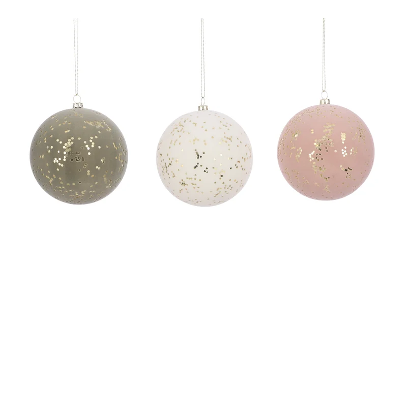 Ornament bal creme groen roze 3 assorti - d10cm