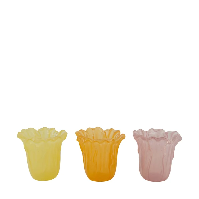 Candle holder glass 11x11x11cm Mixed pastel