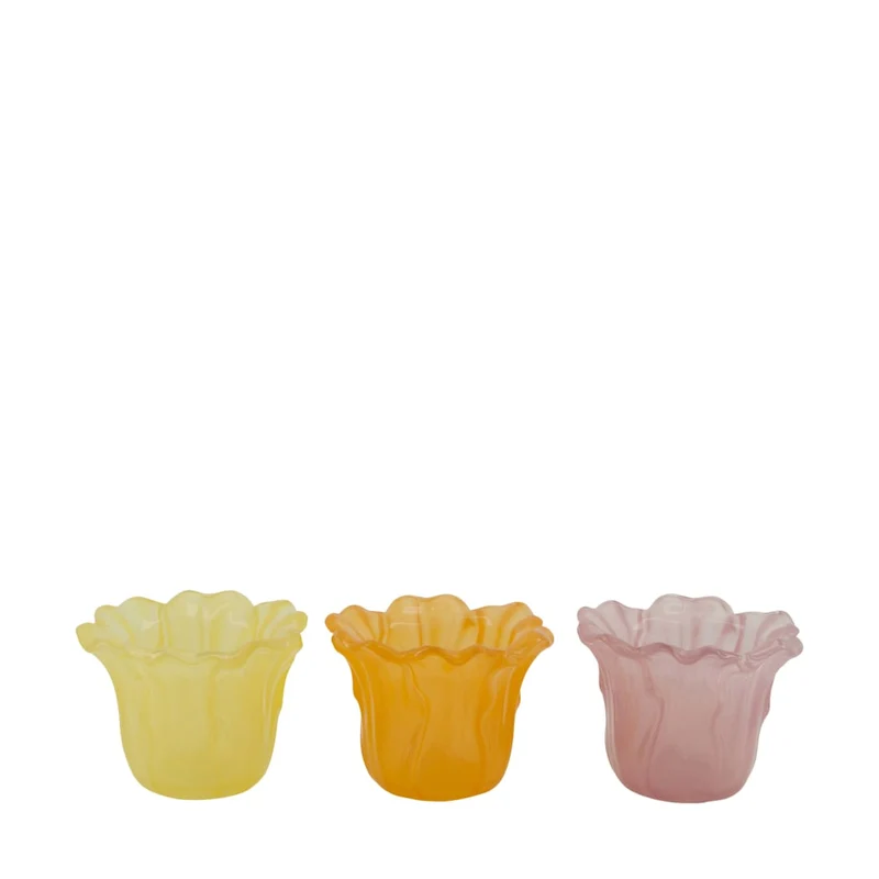Candle holder glass 10.5x10.5x7.5cm Mixed pastel