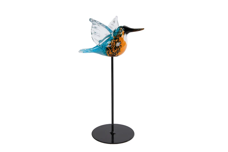Sculptuur vogel "Kingfish" bruin/blauw glas 16x17,5x27cm