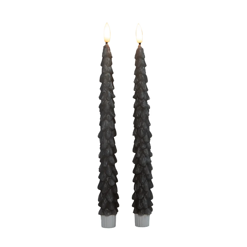 DINERKAARS KERSTBOOM WAX 3D VLAM OP 2X2AAA BATTERIJ MET AFSTANDSBEDIENING 27CM TAUPE 2 STUKS