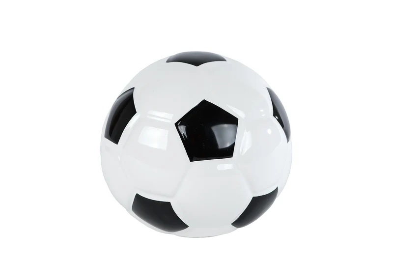 Spaarpot "Voetbal" zwart/wit aardewerk 12x12x10cm