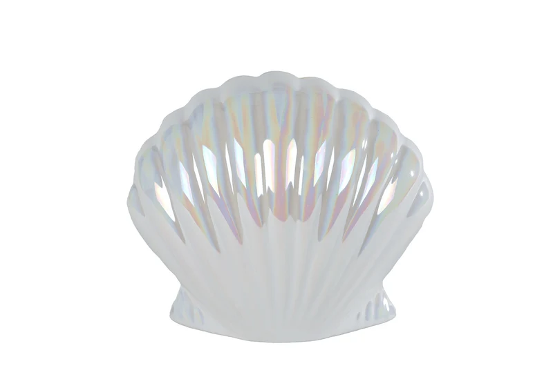 Spaarpot "Schelp" pearl aardewerk 13x9x10cm