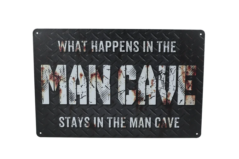 Wandbord "Mancave" zwart metaal 30x20x0,5cm