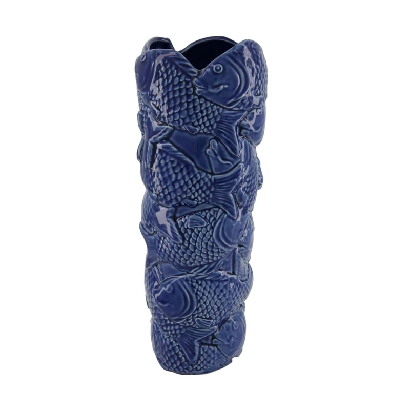 Vase fish porcelain 14.5x13.5x37cm Blue