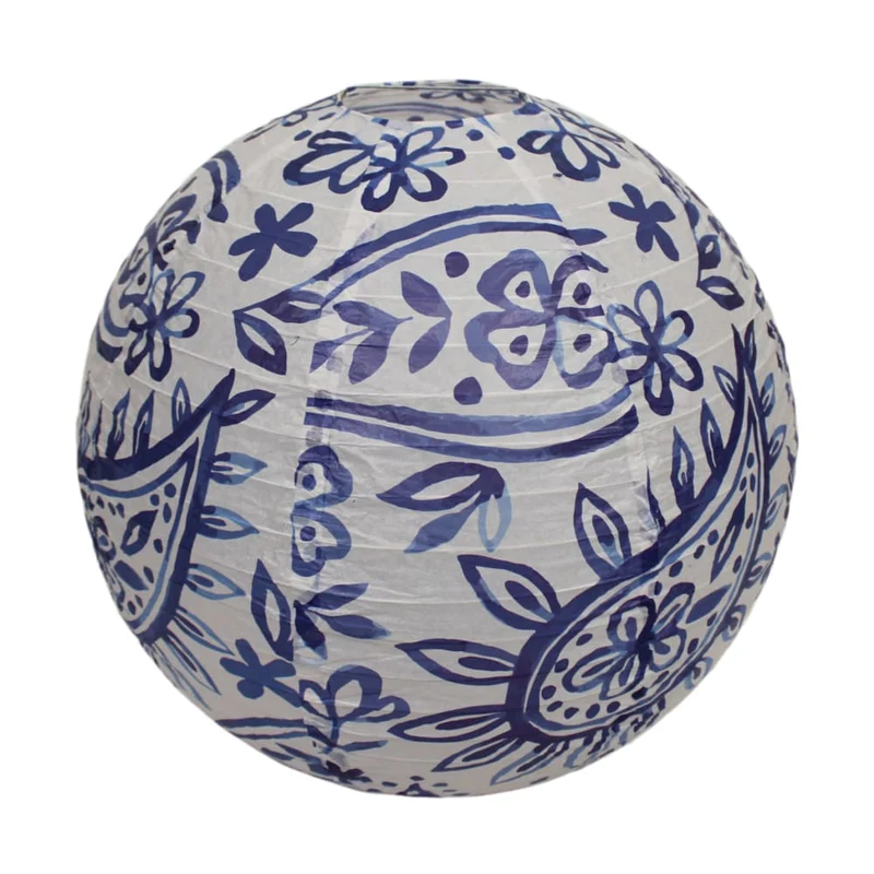 Lampion printing paper 40x40x40cm Blue/White