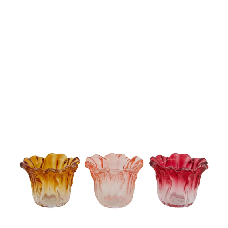 Candle holder glass 10.5x10.5x7.5cm Mixed