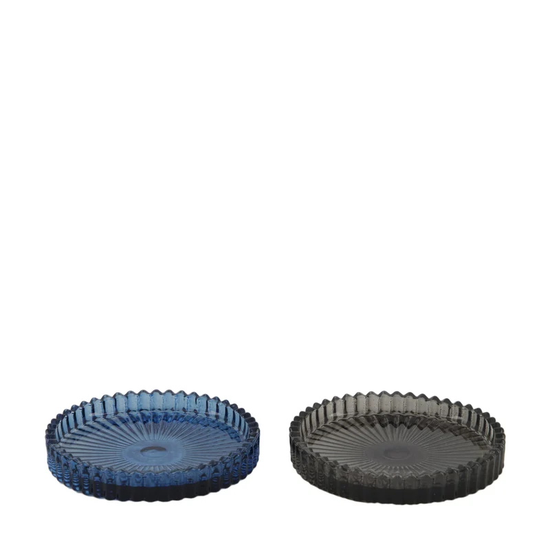 Candle holder glass 10x10x1.5cm Mixed blue