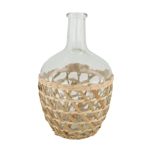 Bottle glass with rattan Ø16x26cm Natural