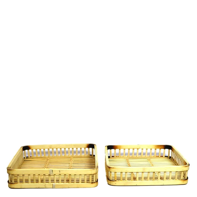 S/2 Tray bamboo 36x36x7.5cm Natural