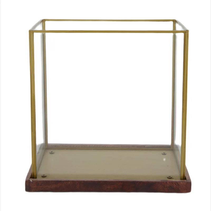 Candle holder glass 24x14.5x23.5cm Antique Brass