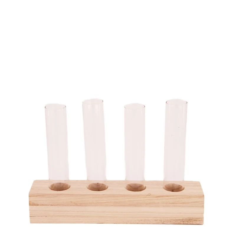 Block with flower tubes wood 25x5x17cm Natural