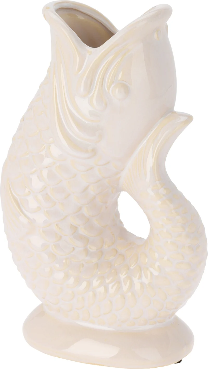 VAAS VIS KERAMIEK MET OPEN MOND WIT 16X9.7X26.5CM