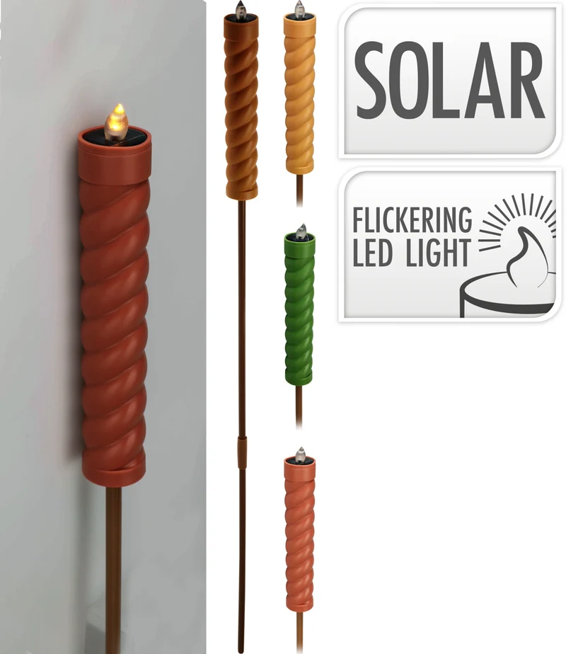SOLAR FAKKEL SWIRL 3D LONT OP STEKER 4X97CM 3 ASSORTIE IN DISPLAY