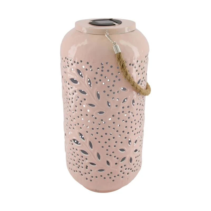 Lantern solar metal 19x19x40cm Light pink