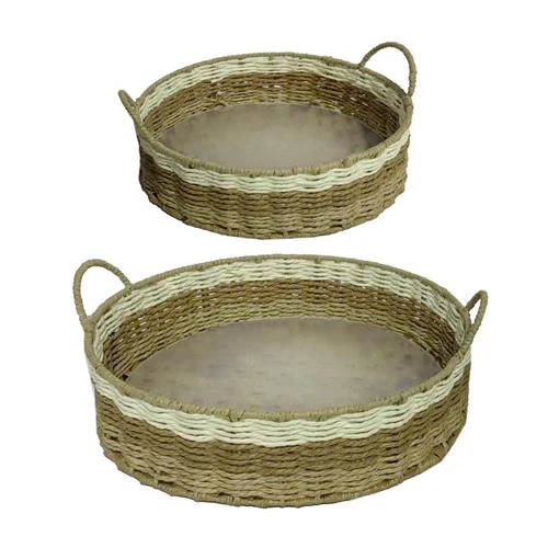 S/2 Tray Tivives Ø29/36 H9cm Natural/White