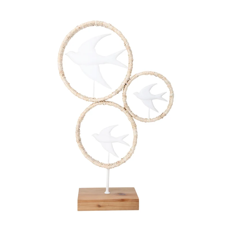 Table Deco Bird Círculo 36x12x54cm Natural/White