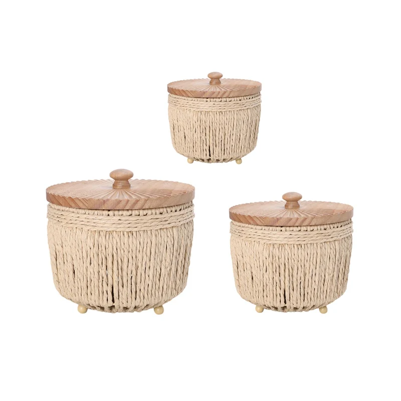 S/3 Storage Box Paraíso D13/17/21 H18cm Natural